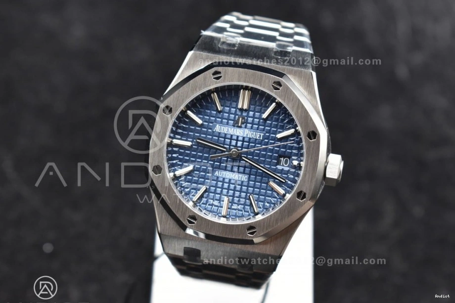 15450 on Best 1:1 Bracelet 37mm Edition Dial Clone Super Royal Blue SS SS ZF Textured Oak SA3120 0117